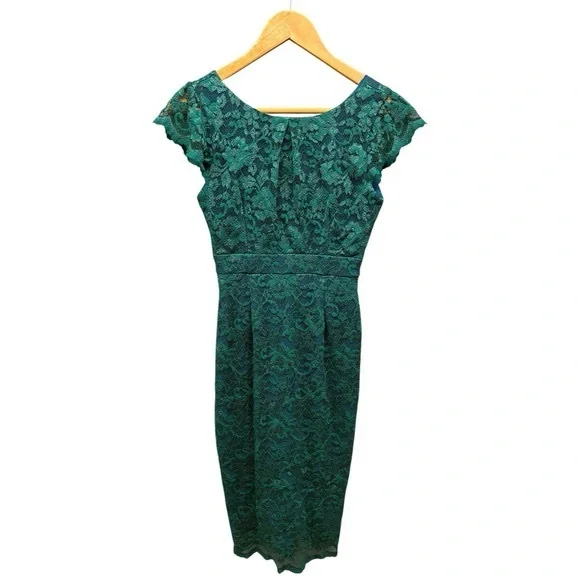 ABS Allen Schwartz Teal Lace Midi Dress - Picture 2 of 10
